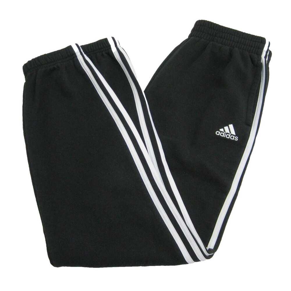 Adidas Jogger Pants Mens Boys Size 14-16 Black Athletic Sweatpants Pockets Logo